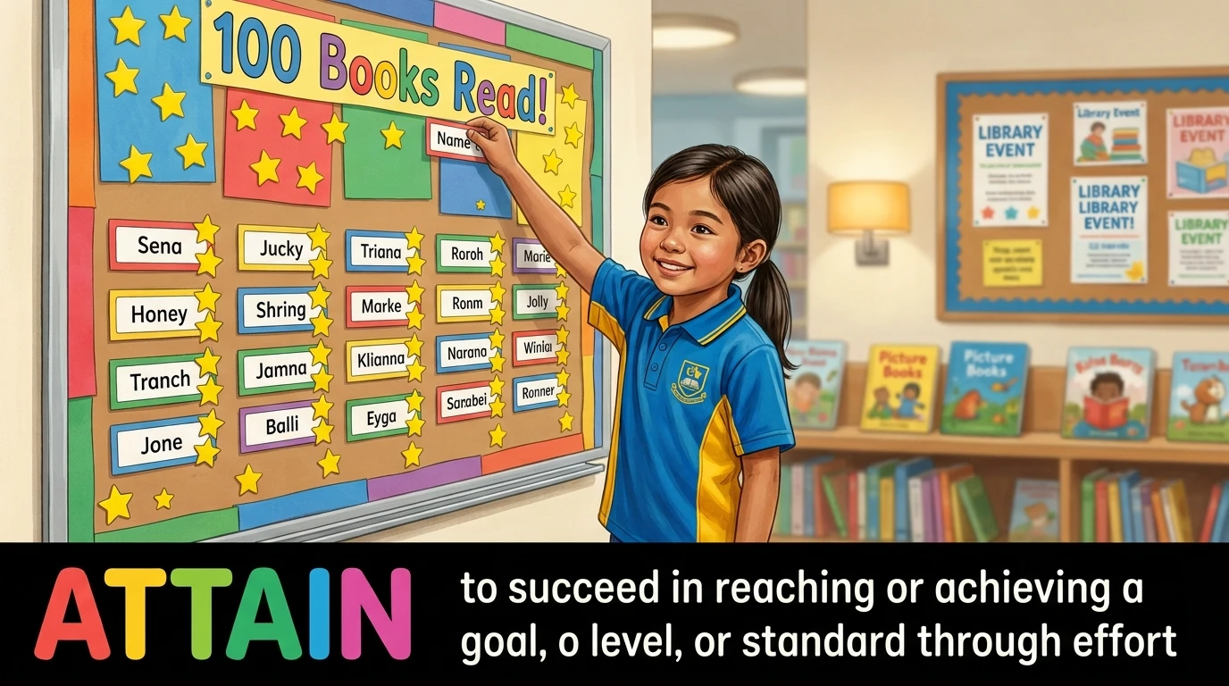 English Illustration for attain